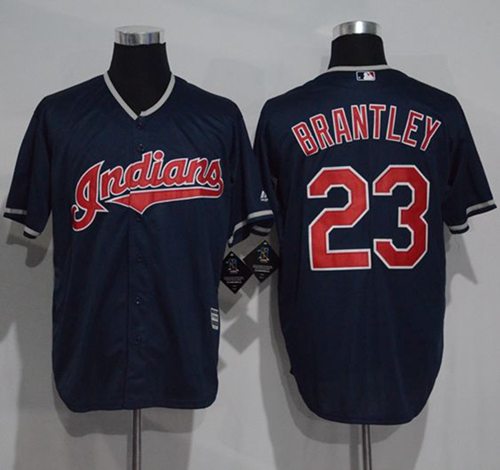 Indians #23 Michael Brantley Navy Blue New Cool Base Stitched MLB Jersey
